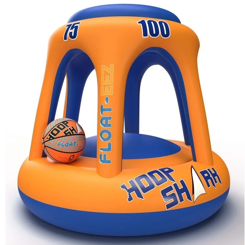 Swimming Pool Basketball Hoop by Hoop Shark - Orange/Blue - Inflatable Hoop